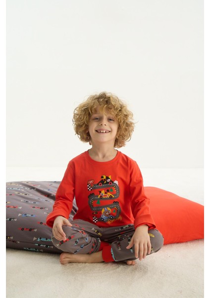 Erkek Çocuk Uzun Kol Kırmızı Pijama Takım C1T4N7O8
