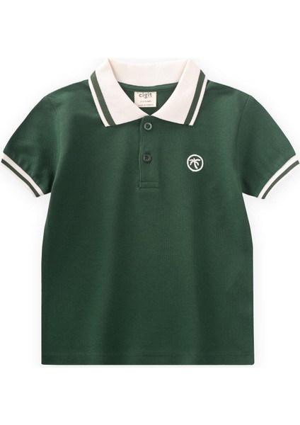 Polo Yaka T-Shırt 2-10 Yaş Haki Yeşil