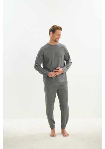 Erkek Uzun Kol Antrasit Pijama Takım C0T4N5O9 modelleri