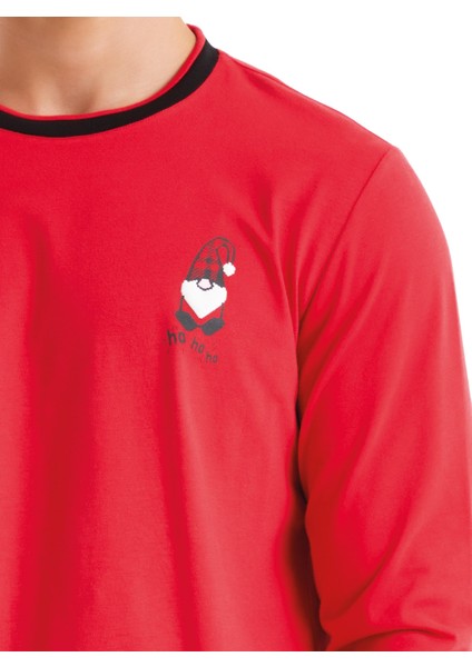 Erkek Uzun Kol Kırmızı Yılbaşı Temalı Pijama Takım C1T9N5O04 fırsatları