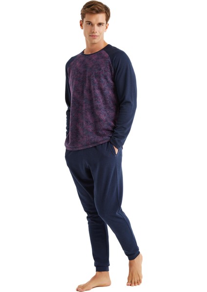 Erkek Uzun Kol Lacivert Desenli Pijama Takım C2T8N5O04 modelleri