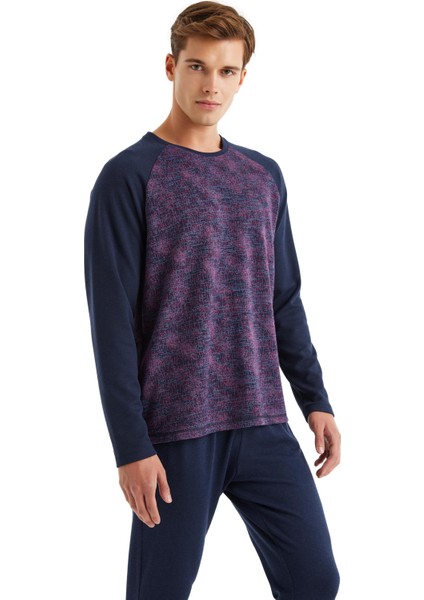 Erkek Uzun Kol Lacivert Desenli Pijama Takım C2T8N5O04 fırsatları