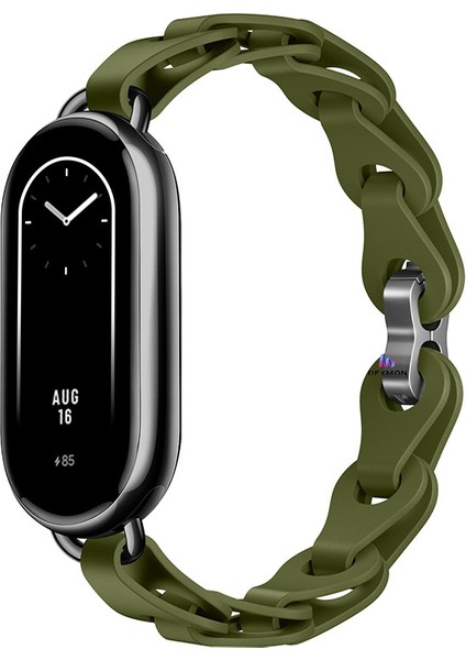 Xiaomi Mi Band 10 / Mi Band 9 / Mi Band 8 Uyumlu Silikon Kordon Bukle Örgü Tasarım Metal Pimli