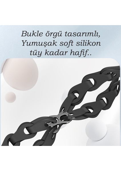 Xiaomi Mi Band 10 / Mi Band 9 / Mi Band 8 Uyumlu Silikon Kordon Bukle Örgü Tasarım Metal Pimli modelleri