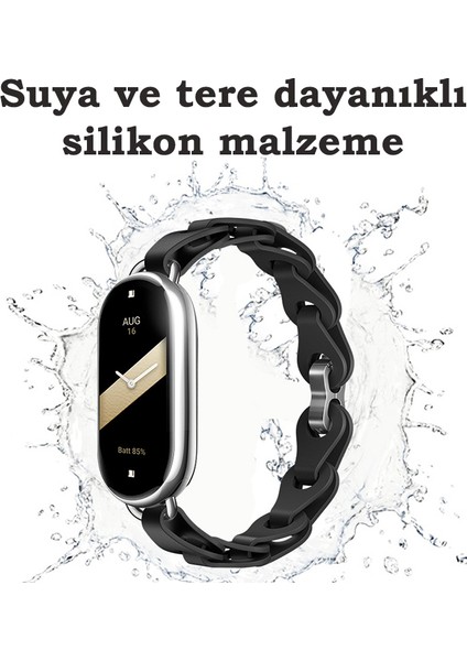 Xiaomi Mi Band 10 / Mi Band 9 / Mi Band 8 Uyumlu Silikon Kordon Bukle Örgü Tasarım Metal Pimli indirimleri