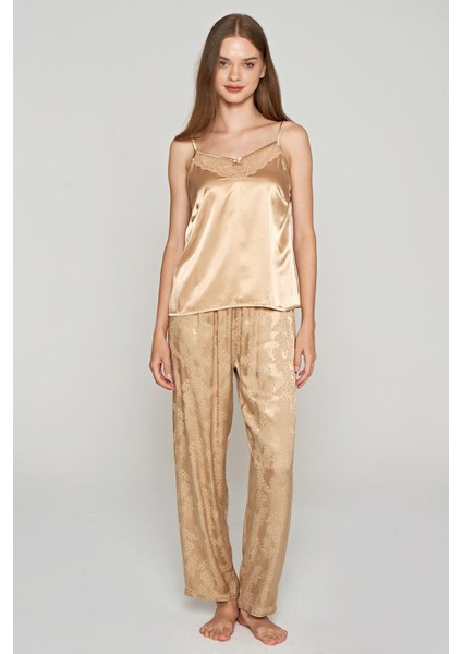 Kadın 3 Lü Dokuma Jakar Bej Sabahlık & Pijama Takım C2T2N1O5 fiyatları