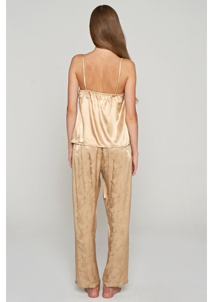 Kadın 3 Lü Dokuma Jakar Bej Sabahlık & Pijama Takım C2T2N1O5 fırsatları