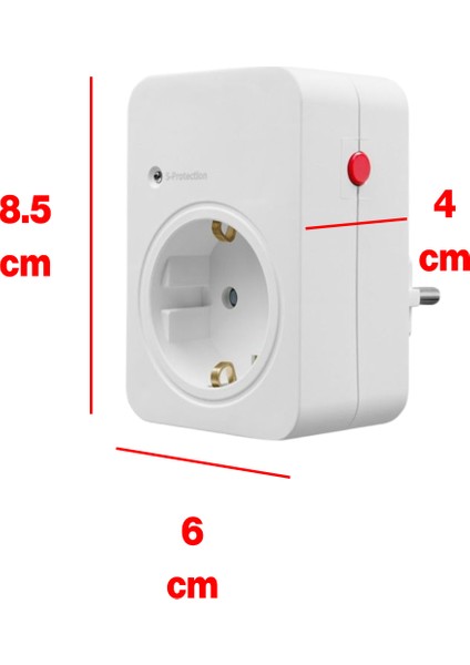 Akım & Şok Korumalı Tekli Priz Açma Kapama Düğmeli Çoçuk Korumalı Fiş 720 Joule IP20 3600 W Koruma