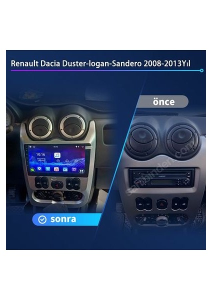 Dacıa Logan 2009-2012 Multimedya Carplay Ekran Seti 4 GB Ram 64 Hafızalı