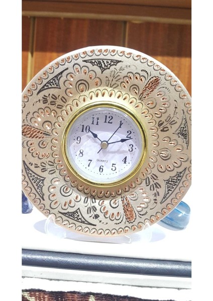 Erzurum Temalı Bakır Saat Yöresel El Işlemeli Masa Saati modelleri