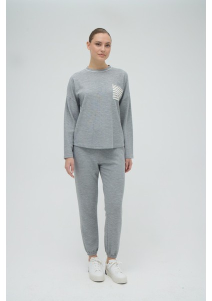Kadın Uzun Kol Gri Melanj Pijama Takım C5T2N2O12 fiyatları