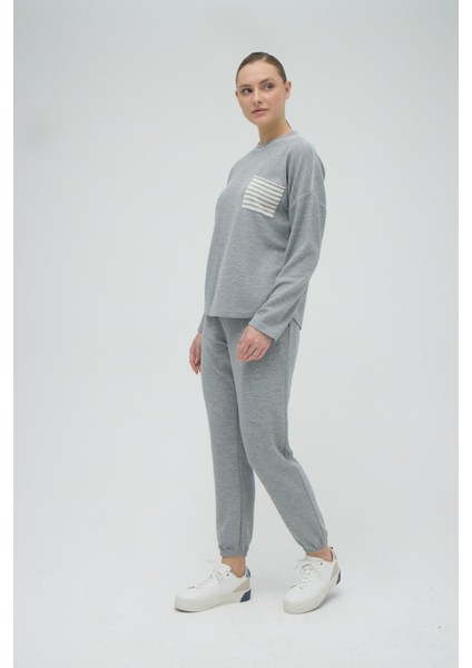 Kadın Uzun Kol Gri Melanj Pijama Takım C5T2N2O12 modelleri