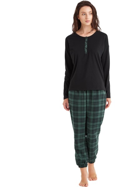 Kadın Uzun Kol Siyah %100 Pamuk Pijama Takım C7T7N4O06 fiyatları