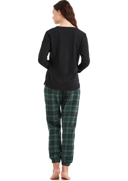 Kadın Uzun Kol Siyah %100 Pamuk Pijama Takım C7T7N4O06 modelleri