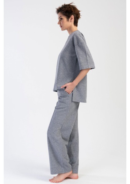 Kadın Jakarlı Kısa Kol Gri Pijama Takım C4T2N0O204 fiyatları