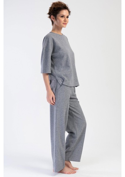 Kadın Jakarlı Kısa Kol Gri Pijama Takım C4T2N0O204 modelleri