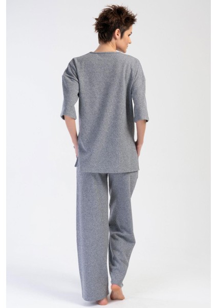Kadın Jakarlı Kısa Kol Gri Pijama Takım C4T2N0O204 fırsatları