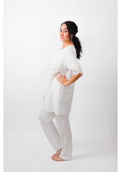 Lohusa Sabahlık Pijama Takımı - Fistolu Doğal Kumaş Yumuşacık %100 Pamuk 24570 modelleri