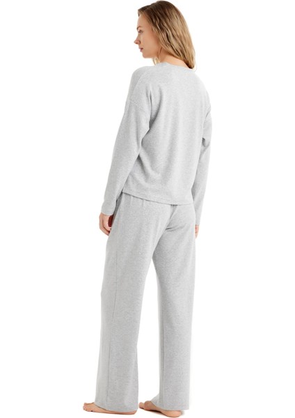 Kadın Uzun Kol Thermal V Yaka Gri Pijama Takımı C3T9N4O06 fiyatları