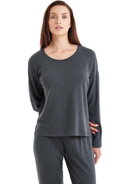 Kadın Uzun Kol Antrasit Modal-Yün Pijama Takım C0T6N4O06-61 fiyatları