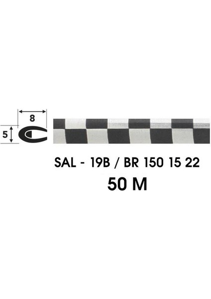 Dekoratif 5mm Siyah Gri Damalı Şerit Çıta | 3 Metre | Araç Iç Dış Kaplama Bandı U tipi Geçmeli