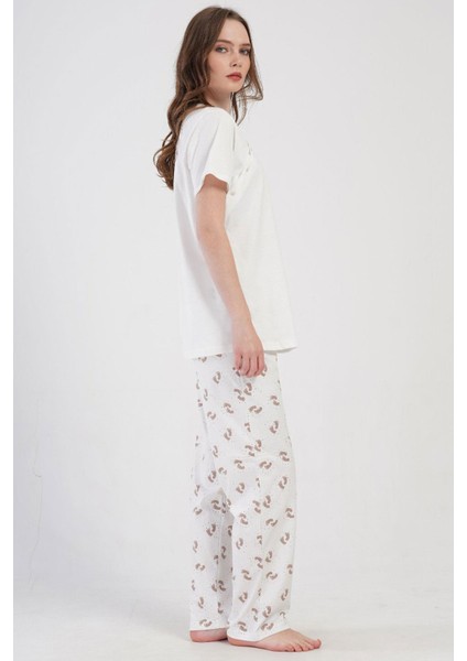 Kadın Kısa Kol Lohusa Beyaz Pijama Takımı C8T2N3O804 fiyatları