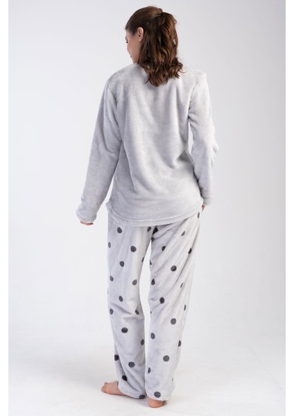 Kadın Büyük Beden Welsoft Uzun Kol Gri Pijama Takım C5T5N1O304 fırsatları