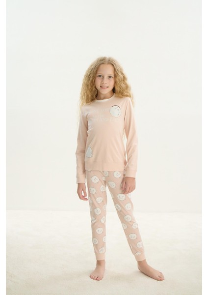 Kız Çocuk Uzun Kol Pudra Pijama Takım C1T0N7O8 fiyatları