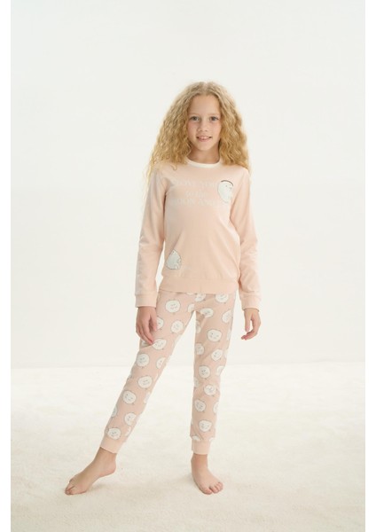 Kız Çocuk Uzun Kol Pudra Pijama Takım C1T0N7O8 indirimleri