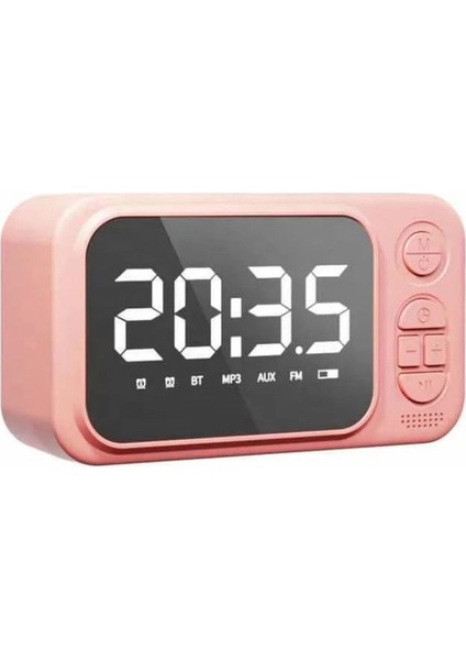 Pembe Dijital Masa Saati, Bluetooth Hoparlör ve Fm Radyo ile Çok Fonksiyonlu fiyatları