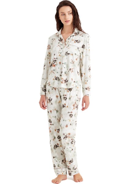 Kadın Uzun Kol Bej Viskoz Pijama Takım C9T1N6O15 fiyatları
