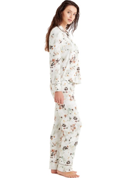 Kadın Uzun Kol Bej Viskoz Pijama Takım C9T1N6O15 modelleri