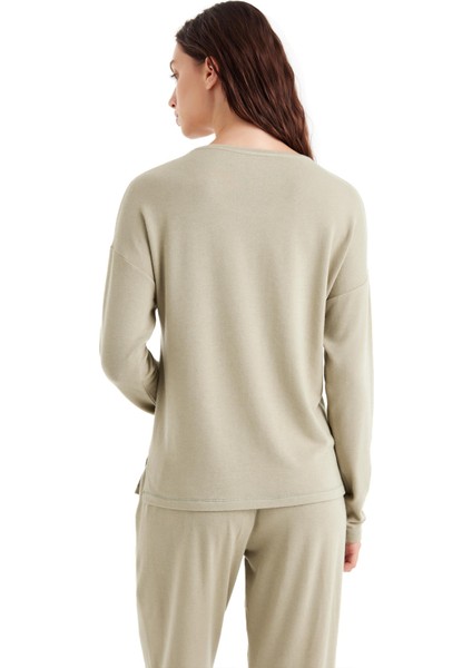Kadın Uzun Kol Yeşil Modal-Yün Pijama Takım C0T6N4O06-61 modelleri