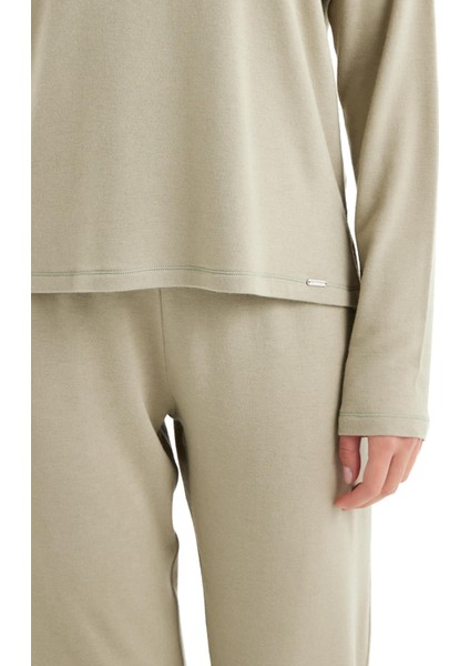 Kadın Uzun Kol Yeşil Modal-Yün Pijama Takım C0T6N4O06-61 indirimleri