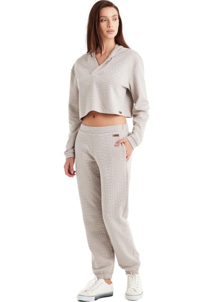 Kadın Uzun Kol Croplu Krem Pijama Takım C0T1N5O06-11