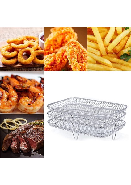 3 Katmanlı Hava Fritözü Izgara Rafı Paslanmaz Çelik Hava Fritözü Aleti Pişirme Tepsisi Kızartma Pişirme Rafı Ev Mutfak Fırını Için (Yurt Dışından) fiyatları