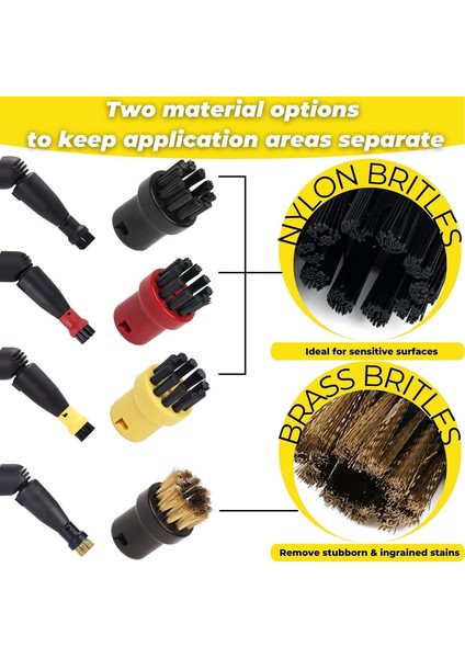 8 Adet Naylon + Pirinç Tel Fırça, Karcher Sc1 Sc2 Sc3 Sc4 Sc5 Sc7 Ctk1 Buharlı Temizleyici Için Buharlı Temizleme Nozulları (Yurt Dışından) fiyatları