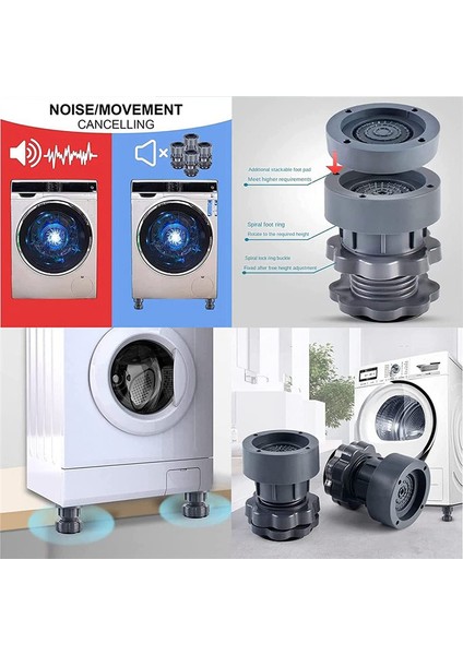 Ayarlanabilir Yükseklik Çamaşır Makinesi Desteği, Titreşim Önleyici Çamaşır Makinesi Ayak Pedi, Çamaşır Makinesi Kauçuk Ayak Pedi 4 Adet (Yurt Dışından) fırsatları