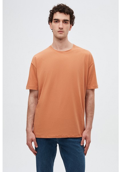 Ds Damat Oversize Tarçın Bisiklet Yaka %100 Pamuk T-Shirt 6HC14ORT02006