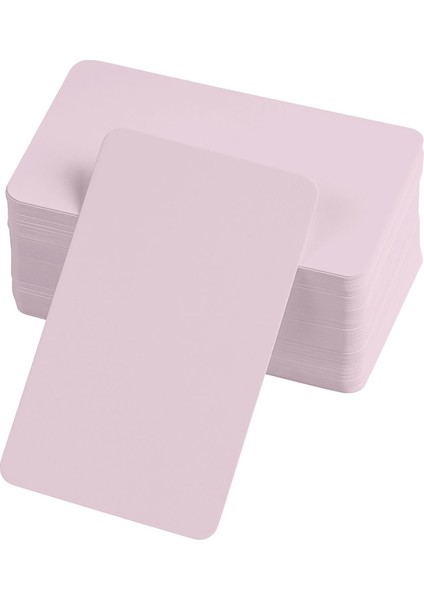 Boş Kelime Kartları 5x8 cm - 50 Adet Oval Kenarlı | Tabu &amp; Not Kartları - Pembe