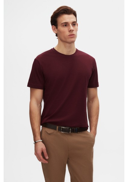 Ds Damat Oversize Mürdüm Bisiklet Yaka %100 Pamuk T-Shirt 6HC14ORT02006