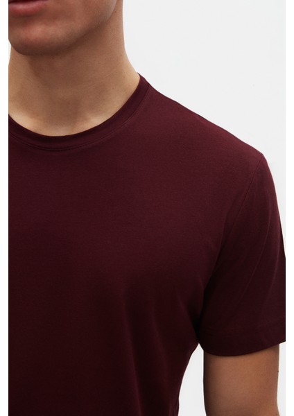 Ds Damat Oversize Mürdüm Bisiklet Yaka %100 Pamuk T-Shirt 6HC14ORT02006