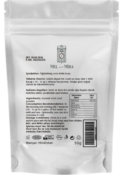 Orris Kökü Tozu 50 gr, Premium Orrik Root Powder | Vegan | Katkısız