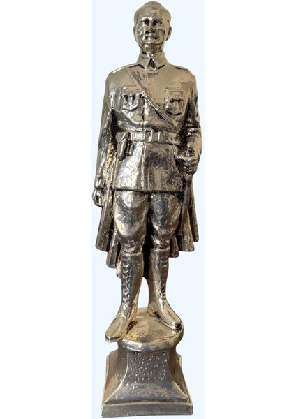 Atatürk Büstü Heykel Biblo 34 cm Gümüş Renk