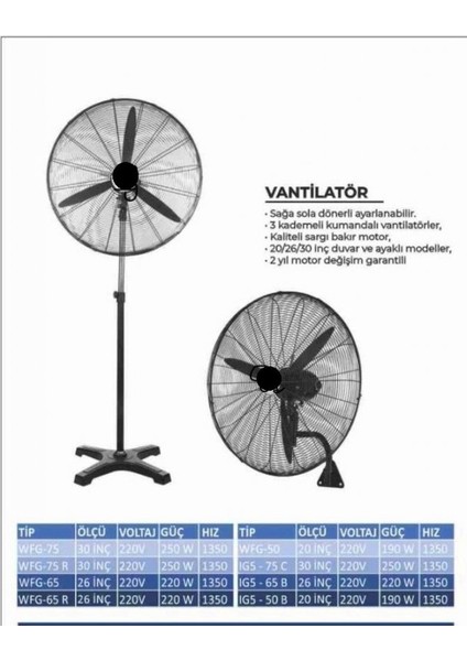 Ayaklı Sanayi Vantilatörü 17.500 M3/h FSV-750