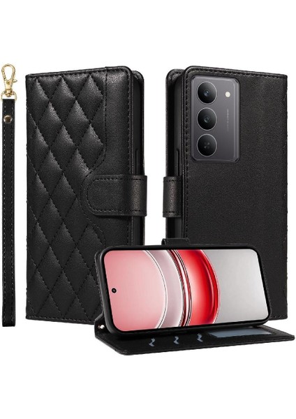 Standı ile Realme C75 4g Kafes Flip Folio Telefon Kılıfı Için Flip Case Bilek (Yurt Dışından)