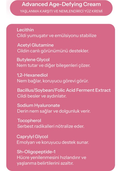 Yaşlanma Etkilerine Karşı ve Nemlendirici Yüz Kremi indirimleri