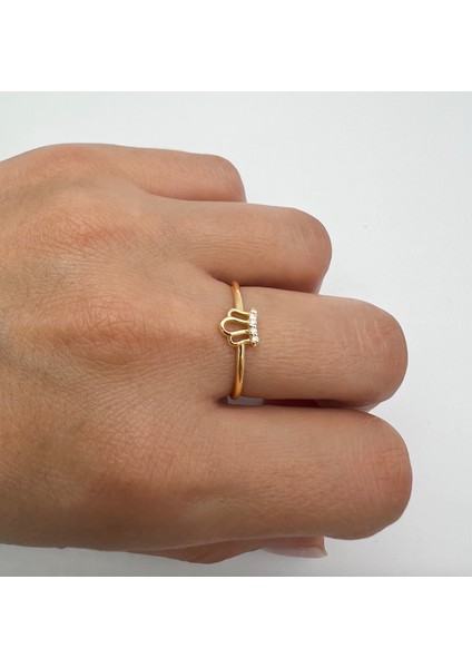 14 Ayar Altın Taşlı Minimal Taç Yüzük KRS002-14GRZ fiyatları