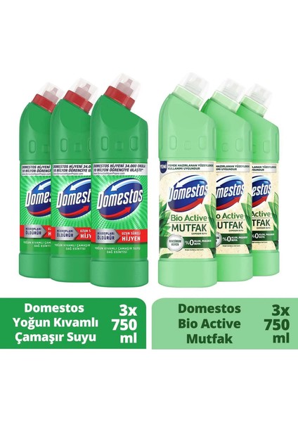 Çamaşır Suyu Dağ Esintisi 750 ml X3 Çamaşır Suyu Bio Active Mutfak 750 ml X3