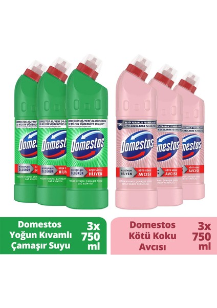 Çamaşır Suyu Beyaz Sabun Ferahlığı 750 ml X3 Çamaşır Suyu Dağ Esintisi 750 ml X3